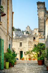 Naklejka premium Stare miasto w Materze, wpisane na Listę Światowego Dziedzictwa UNESCO, Europejska Stolica Kultury 2019. Basilicata, Włochy