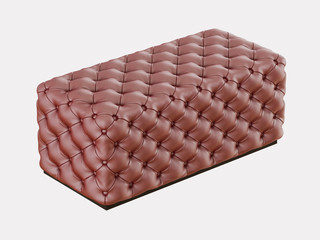 Red leather bench on a white background 3d rendering