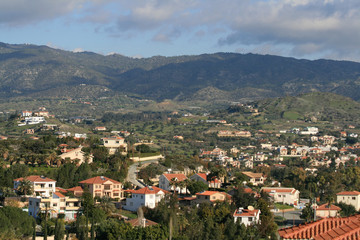 Naklejka premium Panoramic view of a mediterranean village Pyrgos, Limassol district, Cyprus in January
