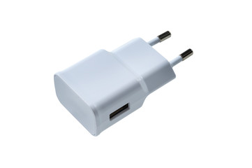 usb charger plug isolated on white background