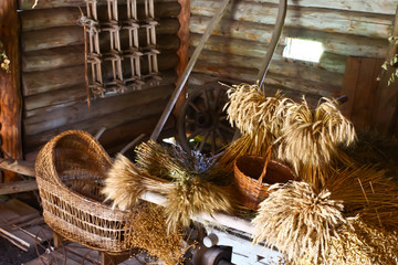 Interior of the Russian peasant hut.