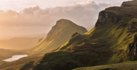 Scenic sight of the Quiraing, Isle of Skye, Scotland.