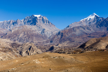 View on the Jharkot village in lower Mustang, Nepal