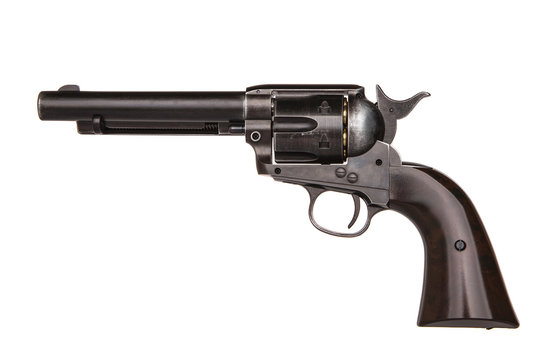 classic pistol revolver isolated on white