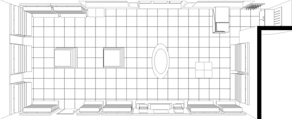 shop, mall, shopping mall, contour visualization, 3D illustration, sketch, outline