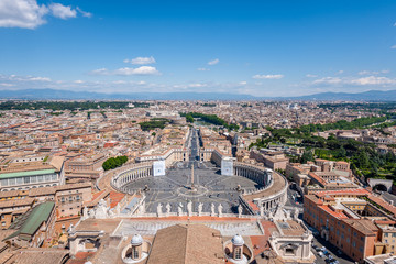 Saint Peter's Square view from San Pietro Basilica dome in Vatican. Roma, Italy