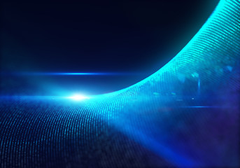 Blue Particles with Glow and Depth of Field