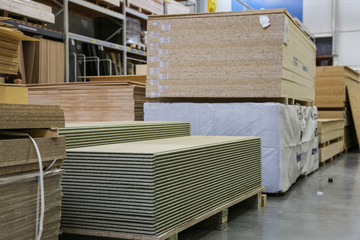 building materials on the shelves in the supermarket