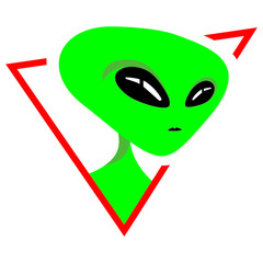 Alien portrait in the red triangle. 