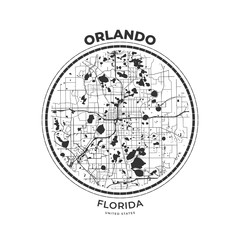 T-shirt map badge of Orlando, Florida