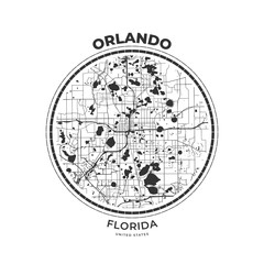 Obraz premium T-shirt map badge of Orlando, Florida