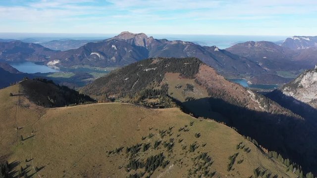 Drone flying above postalm in austria