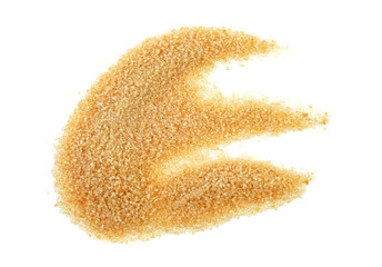 Brown cane sugar isolated on white background
