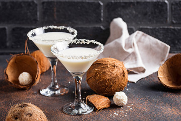 Coconut martini or Margarita. Alcoholic cocktail
