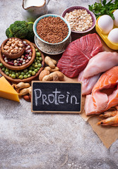 Healthy food high in protein - obrazy, fototapety, plakaty