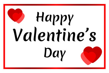 Happy Valentine's Day. Red hearts and frame. Isolated on white background. Template for postcards. Textures.