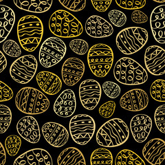 happy easter vector background eggs cartoon doodle seamless pattern