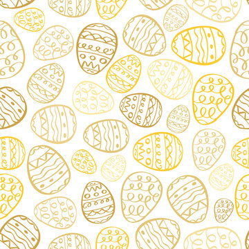 Happy Easter Vector Background Eggs Cartoon Doodle Seamless Pattern