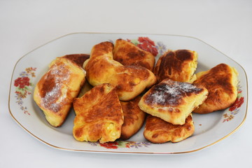 Breakfast,romanian homemade crullers, branzoici 