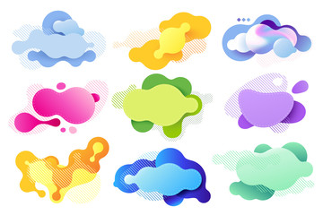Colorful fluid shapes. Colorful liquid, modern abstract shape frames vector illustration set