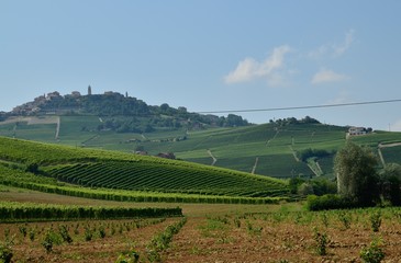 La morra, Piedmont, Italy. July 2018. An idyllic view of the village