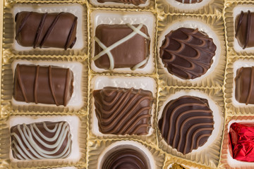 Box of gourmet bonbons, aka bon-bons and truffles, pralines box