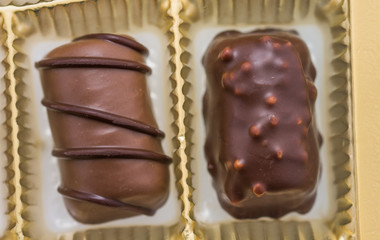 Box of gourmet bonbons, aka bon-bons and truffles, pralines box