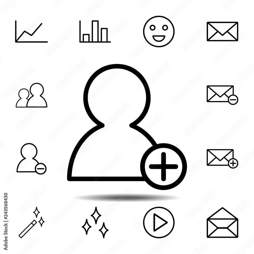 Poster add new user icon. simple thin line, outline vector element of minimalistic, web icons set for ui an