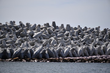 Breakwater in the harbor of Mazathlan-Mexico.