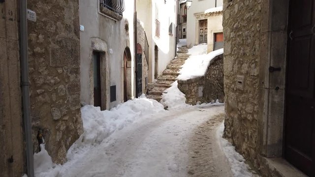 The beautiful village of Barrea during winter season. Province of L'Aquila, Abruzzo, Italy.