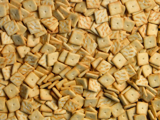 Cookies located on a flat surface occupies the entire area of the image.