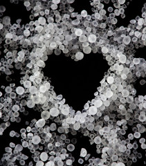 dark heart of white transparent salt crystals