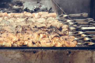 barbecue on the grill close up