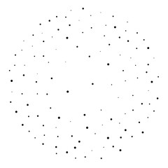 Elegant pattern with black polka dots of small and large scale. 