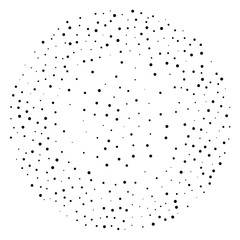 Elegant pattern with black polka dots of small and large scale. 