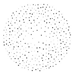 Elegant pattern with black polka dots of small and large scale. 