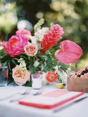table with bouquet