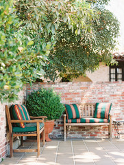 table and chairs in the garden