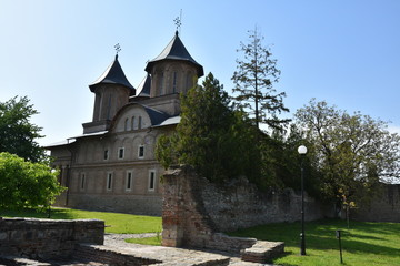 Fototapeta premium Ruins of Curtea Domneasca ,Targoviste, Romania,2017,church view