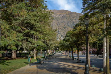 Plaza de Armas Square in San Jose de Maipo town at Cajon del Maipo - Chile