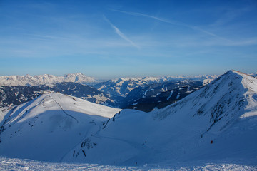 Beautiful view of the snowy mountains, winter sport.