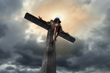 Jesus Christ on the cross, 3d render - obrazy, fototapety, plakaty