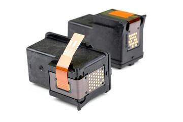 inkjet cartridge with protective film isolated on white background