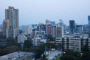 Mumbai / India - March 2018: View over the suburb Goregaon West in Mumbai.