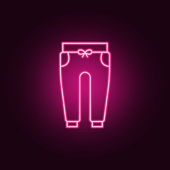 Obraz premium sports trousers icon. Elements of clothes in neon style icons. Simple icon for websites, web design, mobile app, info graphics
