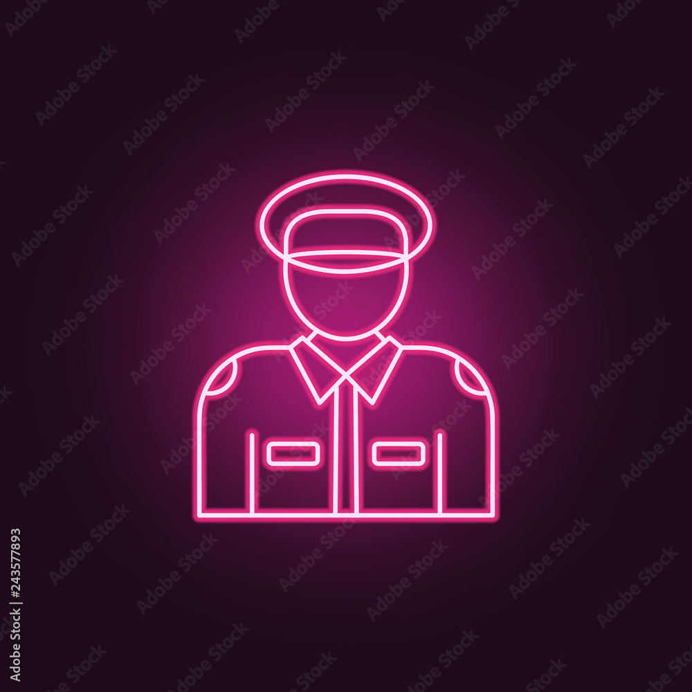 Poster policeman icon. elements of crime investigation in neon style icons. simple icon for websites, web d