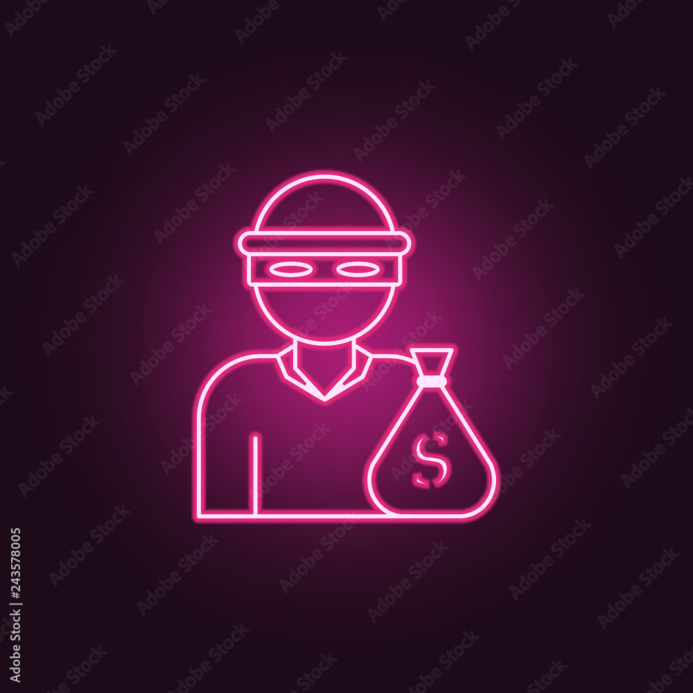 Poster robber icon. elements of crime investigation in neon style icons. simple icon for websites, web desi