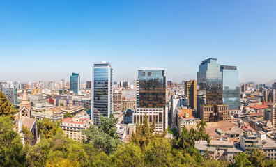 Fototapeta na wymiar Modern buildings in dowtown Santiago - Santiago, Chile