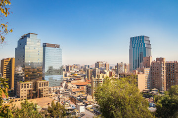 Fototapeta na wymiar Modern buildings in dowtown Santiago - Santiago, Chile