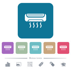 Obraz premium Air conditioner flat icons on color rounded square backgrounds